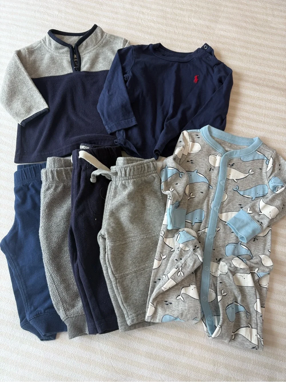 Ralph Lauren Navy & Grey Baby Clothing Set with Whale Print